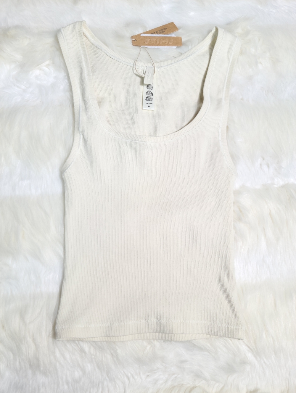 SKIMS Cotton Rib Tank Cream Bone Women XS NEW